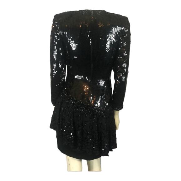 Vintage Sexy black Sequence and beaded long sleeved dress size 6 - Picture 8 of 12